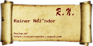 Rainer Nándor névjegykártya